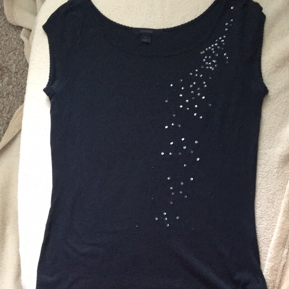 Black cap sleeve tee with sequins - Picture 1 of 4